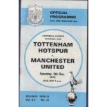 Football Programme - 1970  Tottenham Hotspur v Manchester United.