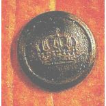 German Military uniform button of the Great War period. Tarnished brass hollow backed and fast