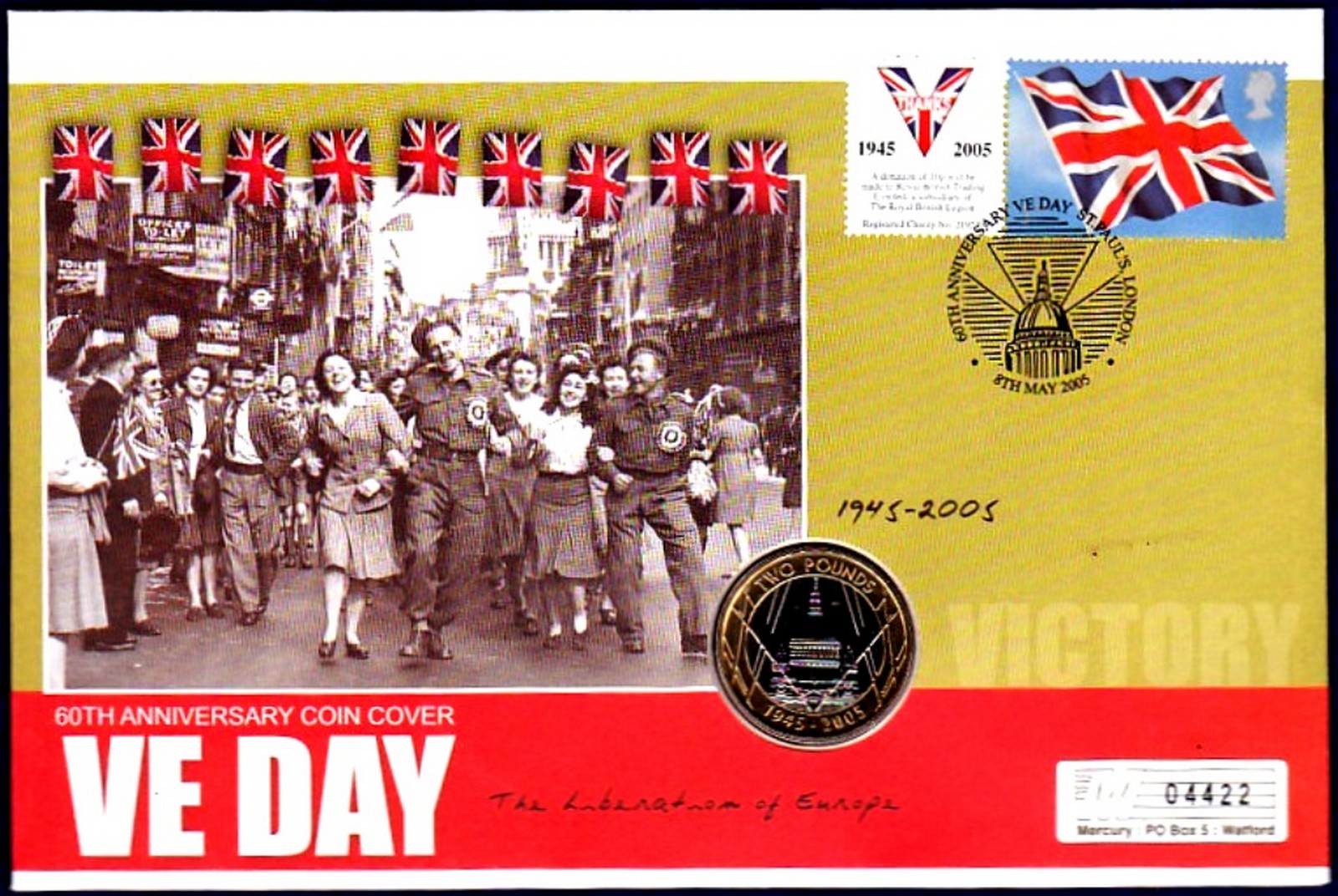 Great Britain - 2005 (8May) V.E. Day Cover with £2 coin.