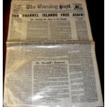 Evening Post Jersey 9/5/45 Very Good Condition. Speech by Winston Churchill on the surrender of