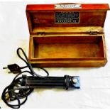 Militaria - World War II - Examination Light  Italian examination light in wooden box, lead and