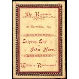 Racing - The Kinsmen - 1895 (1st December)  Stirrup Cup to John Hare.  Menu, Willis Restaurant.