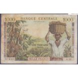 Cameroon - 1962  1000 Francs, P12, AVF.  Scarce.