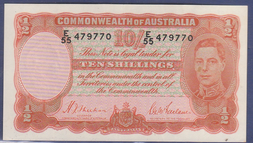 Australia - 1939  10 Shillings, P25a, EF/AUNC.