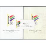 1998 - South Africa  Dinner Programme and Cards.  Signed by Dignitaries.