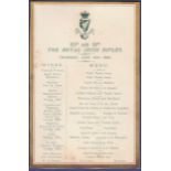 83rd & 86th The Royal Irish Rifles - 1895 (20th June)  Crested Menu, The Albion.