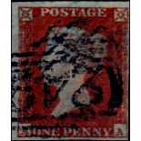 Great Britain - 1841 1d Red Canc.  Blue numeral, SG8p, Cat £180.  F.U. 4 large to clear margins