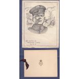 Two World War II  Christmas cards from the 1st. Battalion of Grenadier Guards B.E.F. One made by