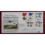 Jonnie Johnson - Battle of Britain autographed gallantry medals first day cover 1990 (Sept 11th)