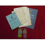 WWII RAF Defence and War Medals with RAF Service and Release book, Call Up and Service papers to