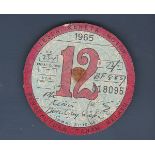 1965 (Annual) Rare Malaysian Tax Disc – Rover Dove Grey/Smoke Reg. No. BF 8837. Licence No.