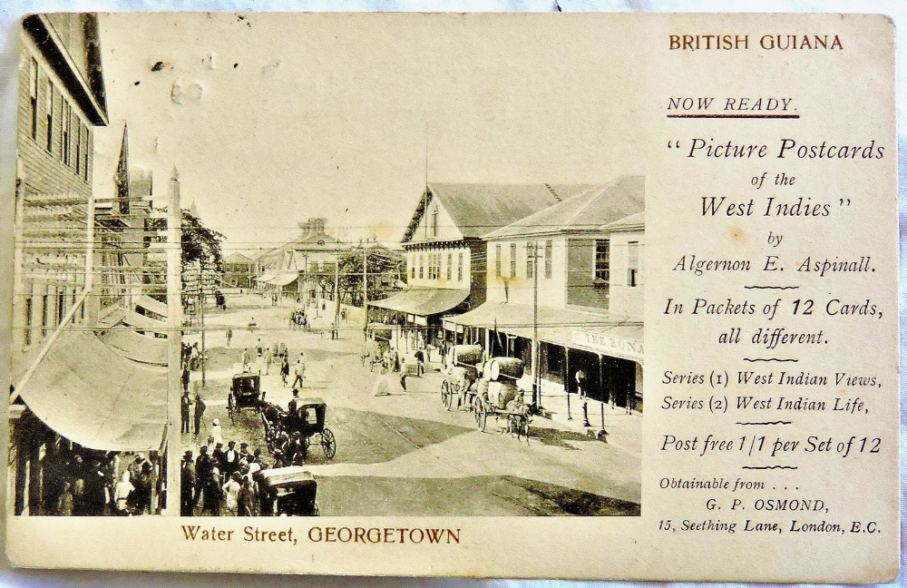 British Guiana  Tucks West Indian view - water St. Georgetown, P/U 1904, U/B.