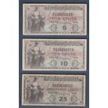 United States - 1951 Military Series 481 5 Cents, 10 Cents, 15 Cents (3)  Refs PSM22, 23 + 24, Grade