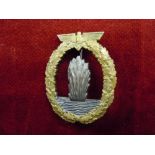 WWII German Mine Sweepers war badge with makers mark (A) Possible tailors replacement. As German