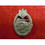 WWII German Tank Battle badge in bronze, late war hollow issue.   As German Militaria is widely