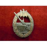 WWII Costal Artillery War Badge with makers mark F.L.L. (Possible tailors replacement) As German