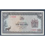 Rhodesia - 1979 Ten Dollars  Ref P33c, Grade GVF.