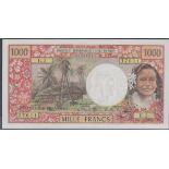Tahiti - One Thousand Francs  Ref P27a, Grade AUNC.  Scarce.