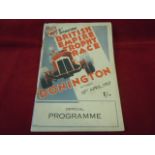 DONINGTON 10 Apr 1937 BRITISH EMPIRE TROPHY RACE Official Programme. Missing staples.