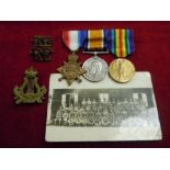 1915 Trio with Photos, Badges etc. Named to 55473 SAPR W Ockenden Royal Engineers.  Excellent lot.