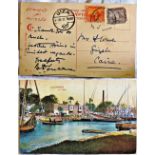 Egypt - 1911 Alexandrie Le Canal, colour card, used Giza.