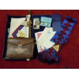 Masonic Medals, Documents, Sashes etc., All relating to the same man. Large amount in a box.