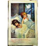 Artist - A.Bertiglion  Italian Card showing 2 children in bed, P/U 1921.