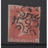 Great Britain - 1841 1d Red 'OJ'  Fine used 'No 9' in Maltese Cross.  Two close margins.  SG £180.