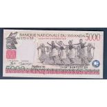 Rwanda - 1998 Five Thousand Francs  Ref P28, Grade UNC.  A lovely note.