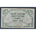 Germany - Federal Republic - 1948 Half Mark (Allied Occupation World War II)  Grade VF.