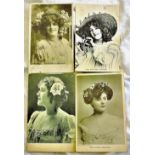 Stage Celebrities 1904/10  Including early Tucks, some fine hats (5).  Used, stamp removed - some