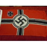 WWII German Naval Battle Flag. As German Militaria is widely reproduced it is sold as seen with a no