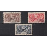 Great Britain - 1934 Re-engraved   Seahorse set 2/6, 5/- and 10/-, used (3).