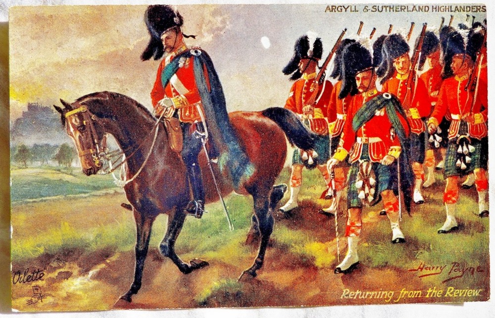 Artist - Harry Payne  Argyll & Sutherland Highlanders, Tucks 9937