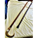 Antique Two Quality Ladies Walking Canes Both bamboo, one with a nice horn top.