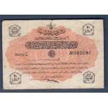 Turkey - 1916-17 (AH1332) Twenty Piastres  Ref P88, Grade Fine.  (Military pencil notes on