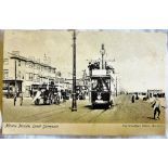 Norfolk - Gt. Yarmouth - Marine Parade  With Tram No. 13 and horse drawn carriages - Woodbury Series