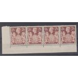 Great Britain - 1939 2/6 Brown  SG476 in unmounted mint, lower left marginal strip of four.