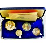 Great Britain - 1969 Investiture Of Prince Of Wales. Britannia Silver set (4) Boxed with