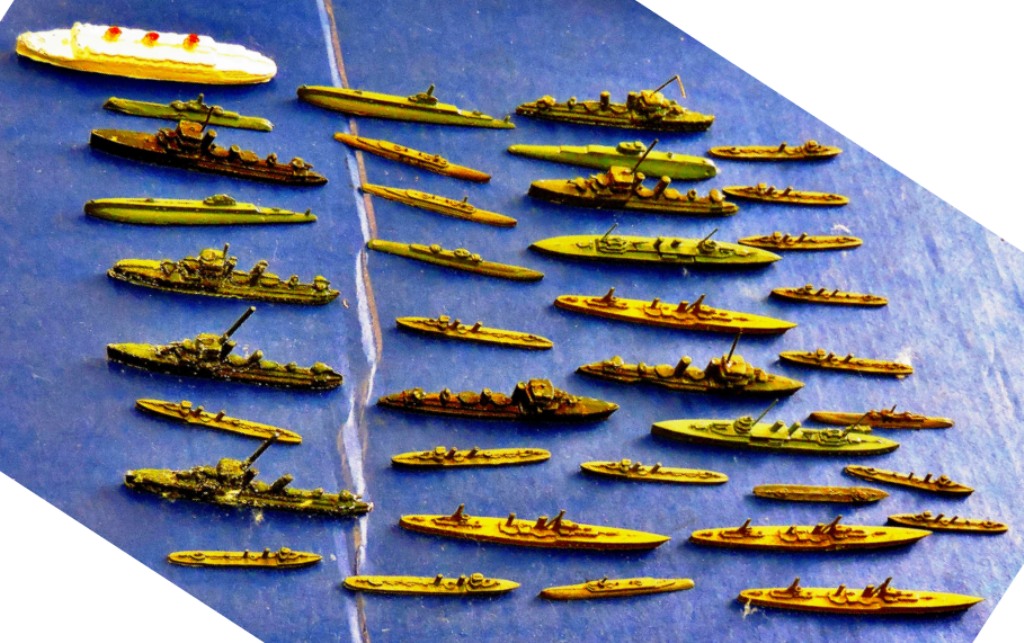 Naval Ships - A good range of smaller size 50-100mm including H.N. York, Submarines, Battleships,