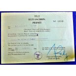 Jersey - 1942 (9 Nov) German Permit  For permission to purchase two kilos of fishes.  Third Reich