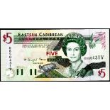 East Caribbean States - 1994 Five Dollars Suffix 'V' (St. Vincent). Ref P31 Grade UNC.