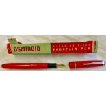 Osmiroid '65' c1950's  Cherry Red with chrome trim with clear barrel imprint lever-fillers with