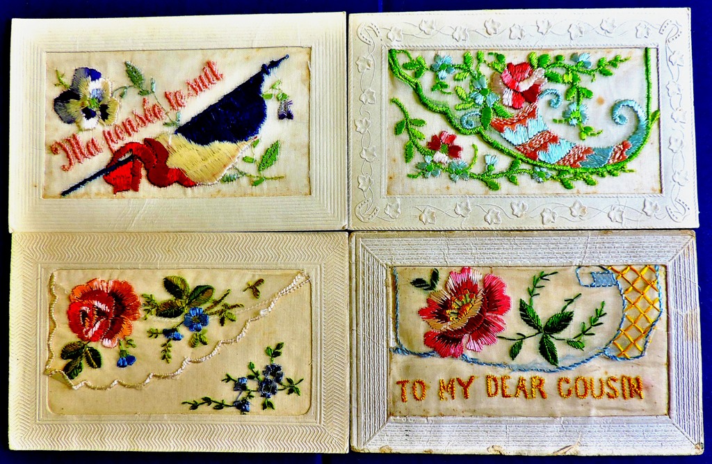 World War I Silk Postcards  'Ma pensee le suit' (4-3 clean).