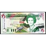 East Caribbean States - 1994 Five Dollars Suffix 'M' (Montserrat). Ref P31 Grade UNC.