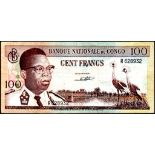 Congo Democratic Republic - 1961 One Hundred Francs Ref P6, Grade GVF.