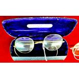 Vintage gilt-framed spectacles, Windsor marked on bridge, in original H.A. King case, fair
