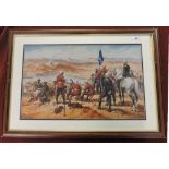 Boer War Colour Print of a painting by Peter Ambel dated 1992. Framed and glazed 24" x 18"