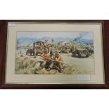 Peter Archer signed print (dated 1988) battle activity with signed repairing telephone lines in