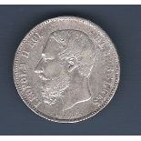 Belgium - 1868 5 Francs, KM24, AEF